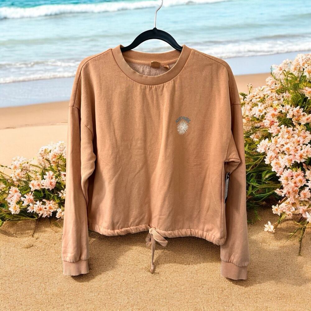 NWT Roxy Feeling salty‎ Pullover crewneck Sweatshirt Size Large Peach Beach